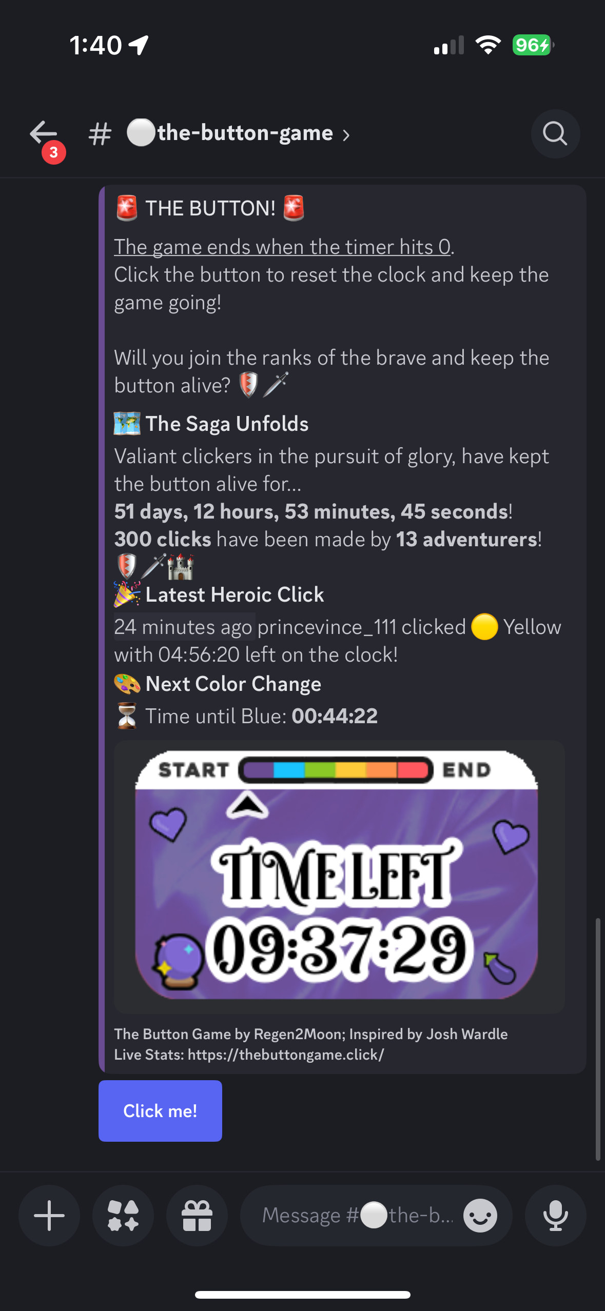 The Button Game Screenshot on Discord